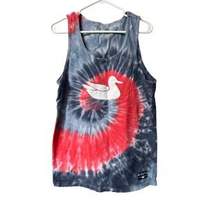 Southern Marsh Medium Tank Tie Dye Red White Blue Coastal Logo Gym Beach GUC